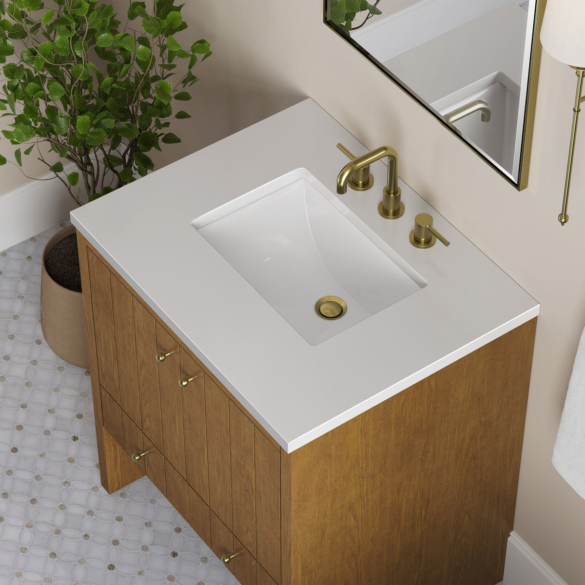 James Martin Hudson 30" Single Bathroom Vanity, Honey Oak, view 35