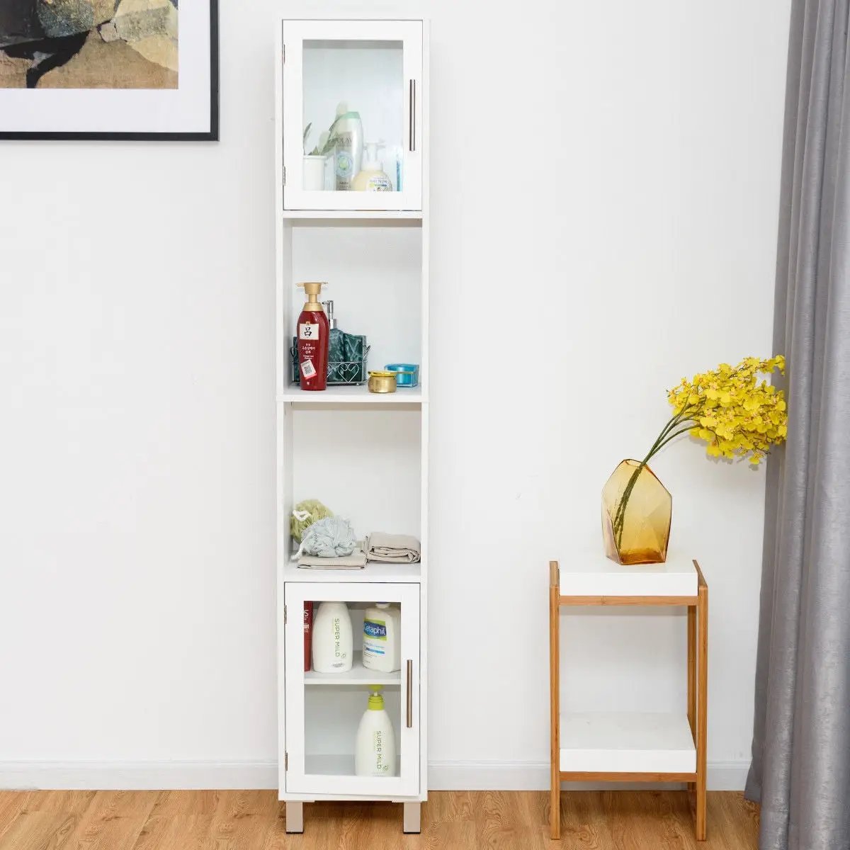71 Inch Tall Tower Bathroom Storage Cabinet and Organizer Display Shelves for Bedroom by DirectDeals