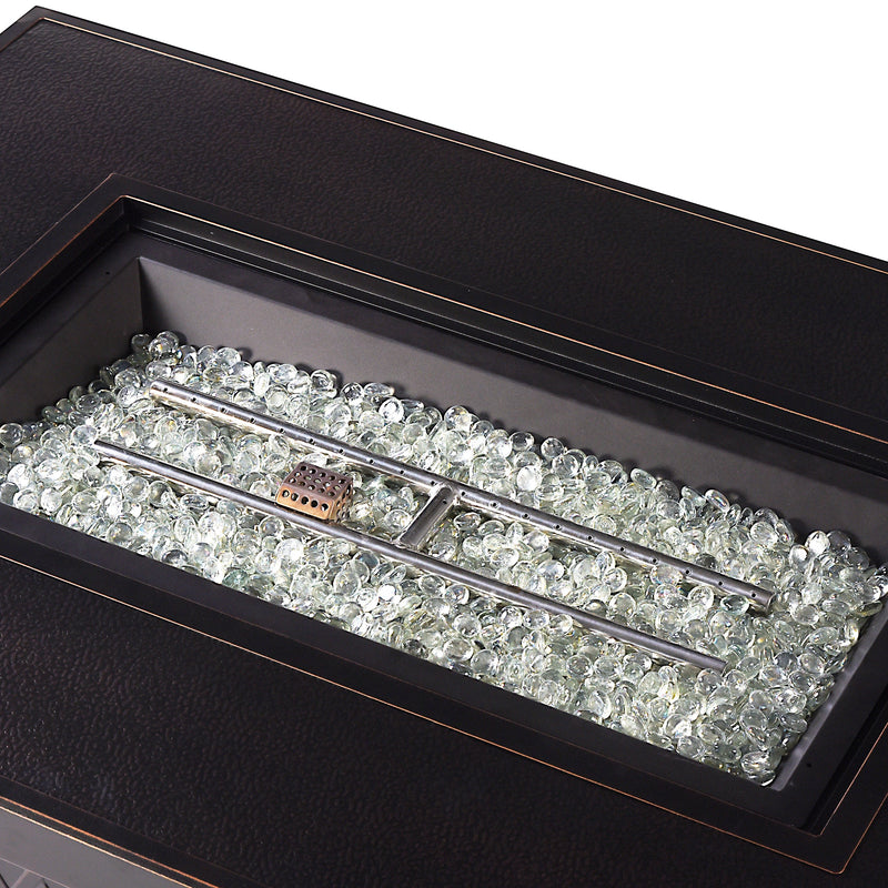 Aluminum 48-in Rectangular Propane Fire Table, Beads, Covers and Lid by Sharicks