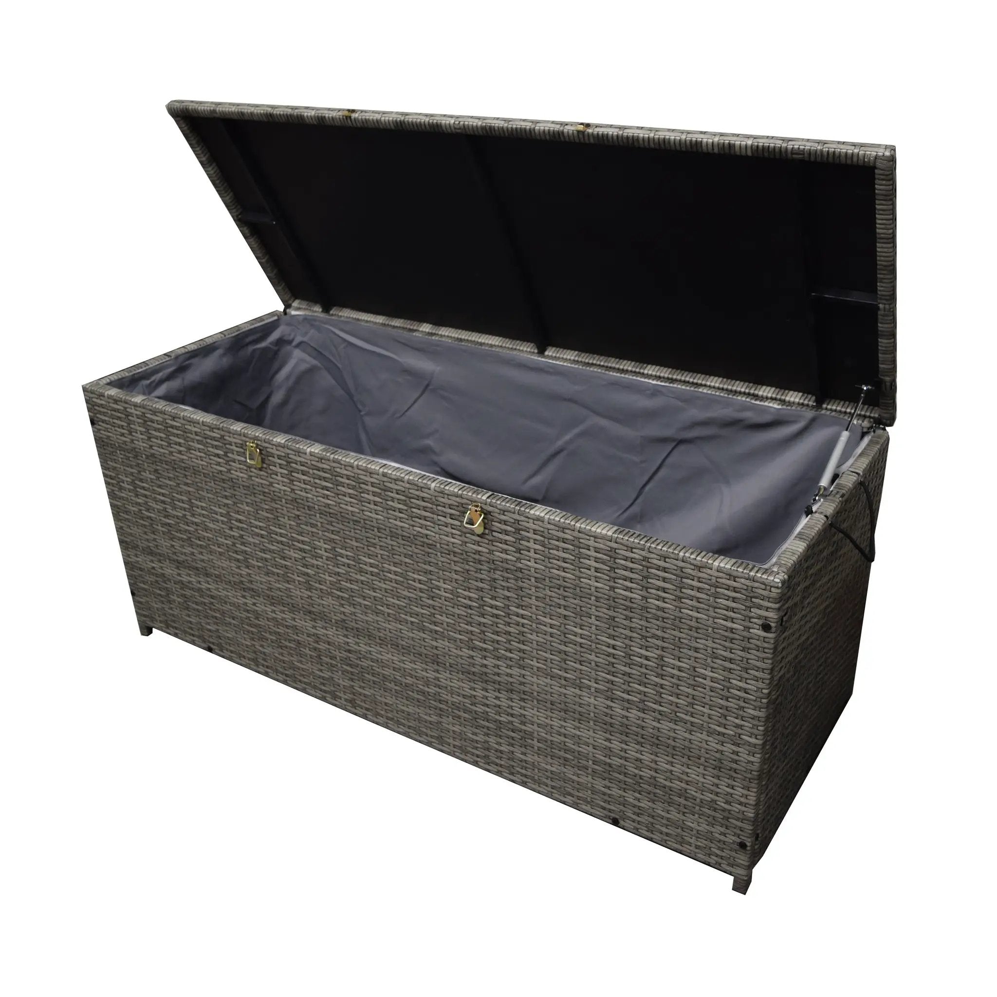 Grey Wicker Patio Deck Box with 113 Gallon Storage and Metal Frame by Sharicks