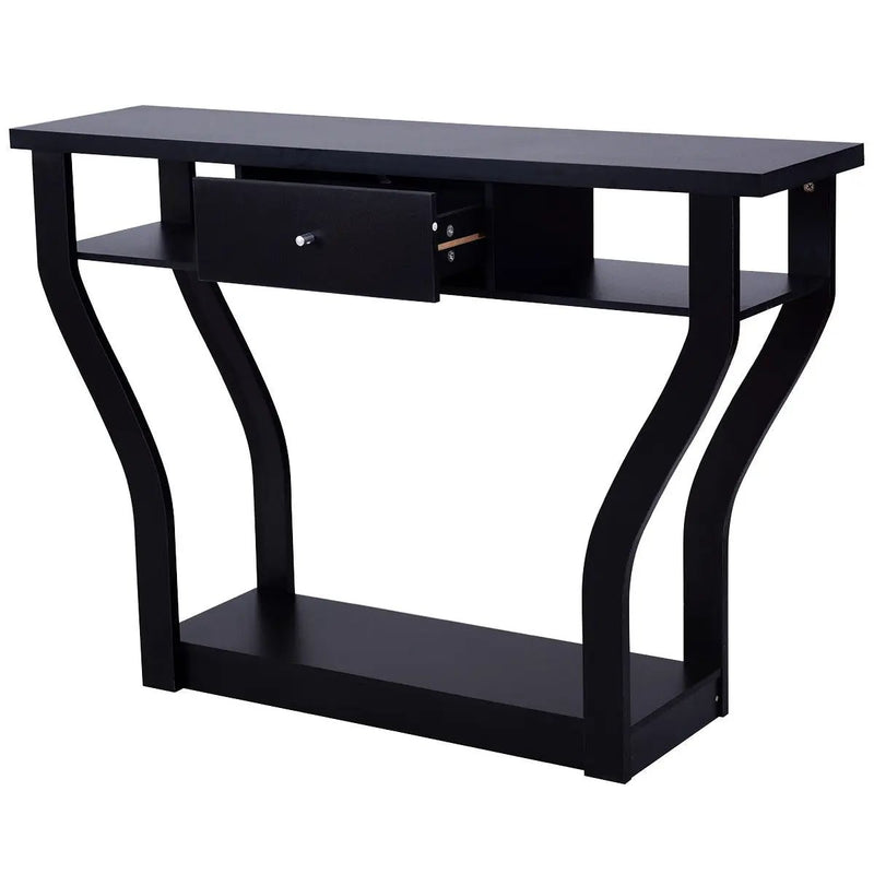 Curved Frame Modern Console Table with Storage Drawer for Entryway by DirectDeals