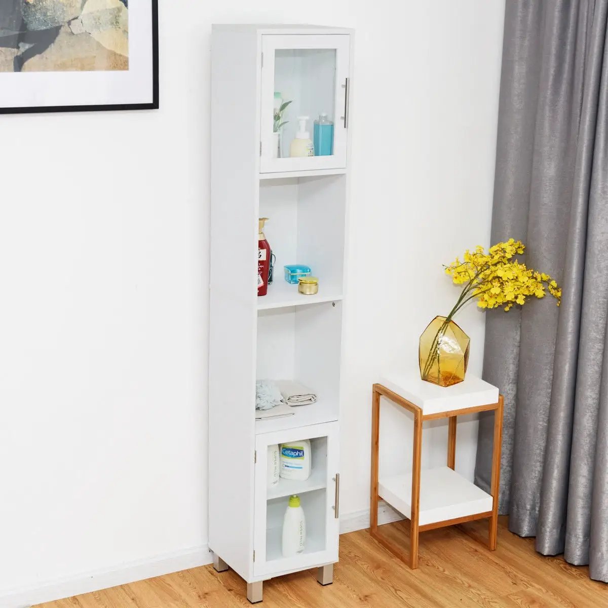 71 Inch Tall Tower Bathroom Storage Cabinet and Organizer Display Shelves for Bedroom by DirectDeals