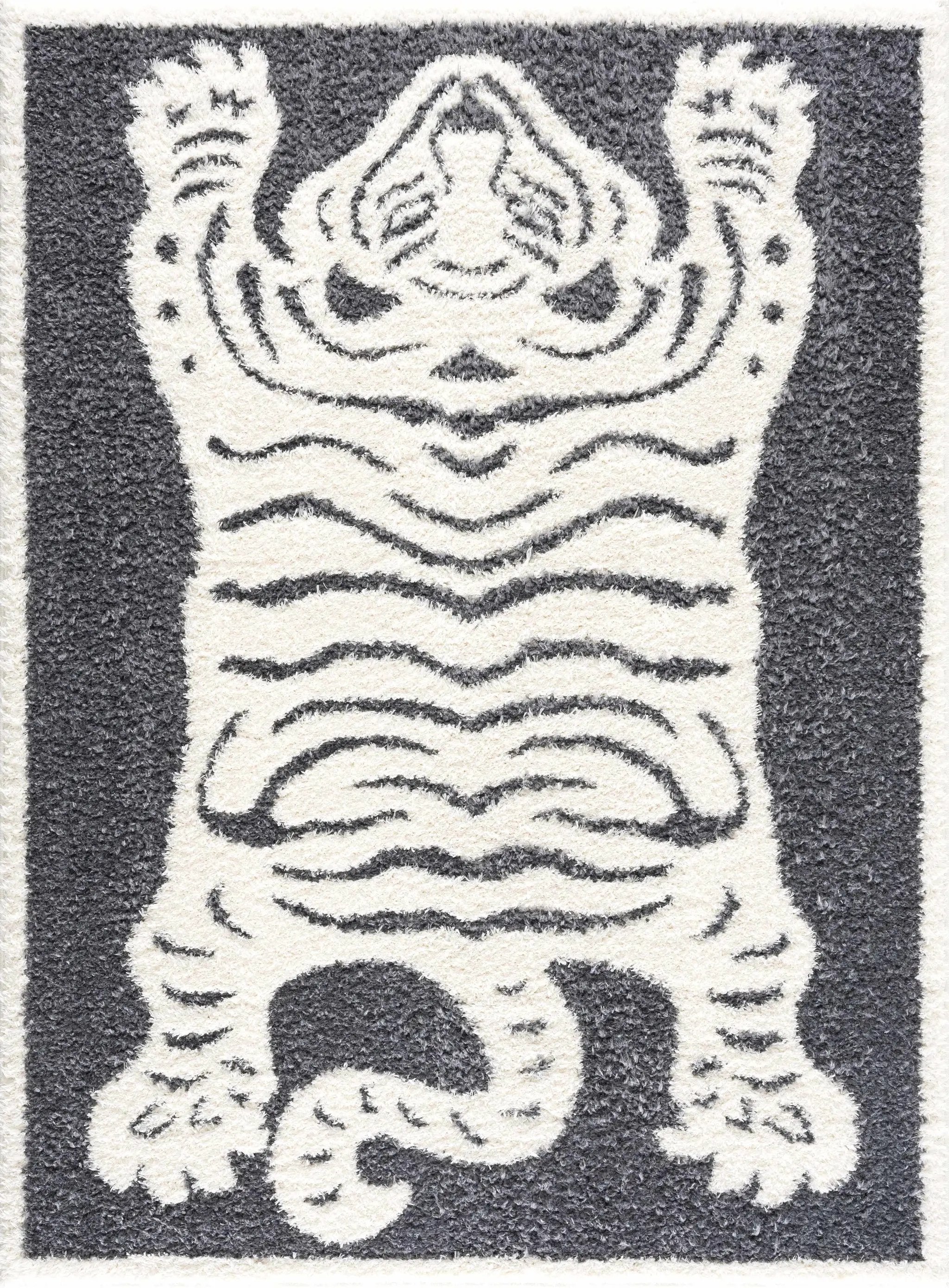Zane Charcoal Tibetan Tiger Plush Rug by Boutique Rugs