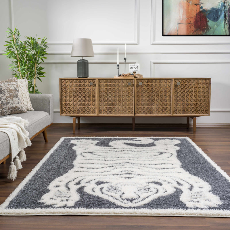 Zane Charcoal Tibetan Tiger Plush Rug by Boutique Rugs