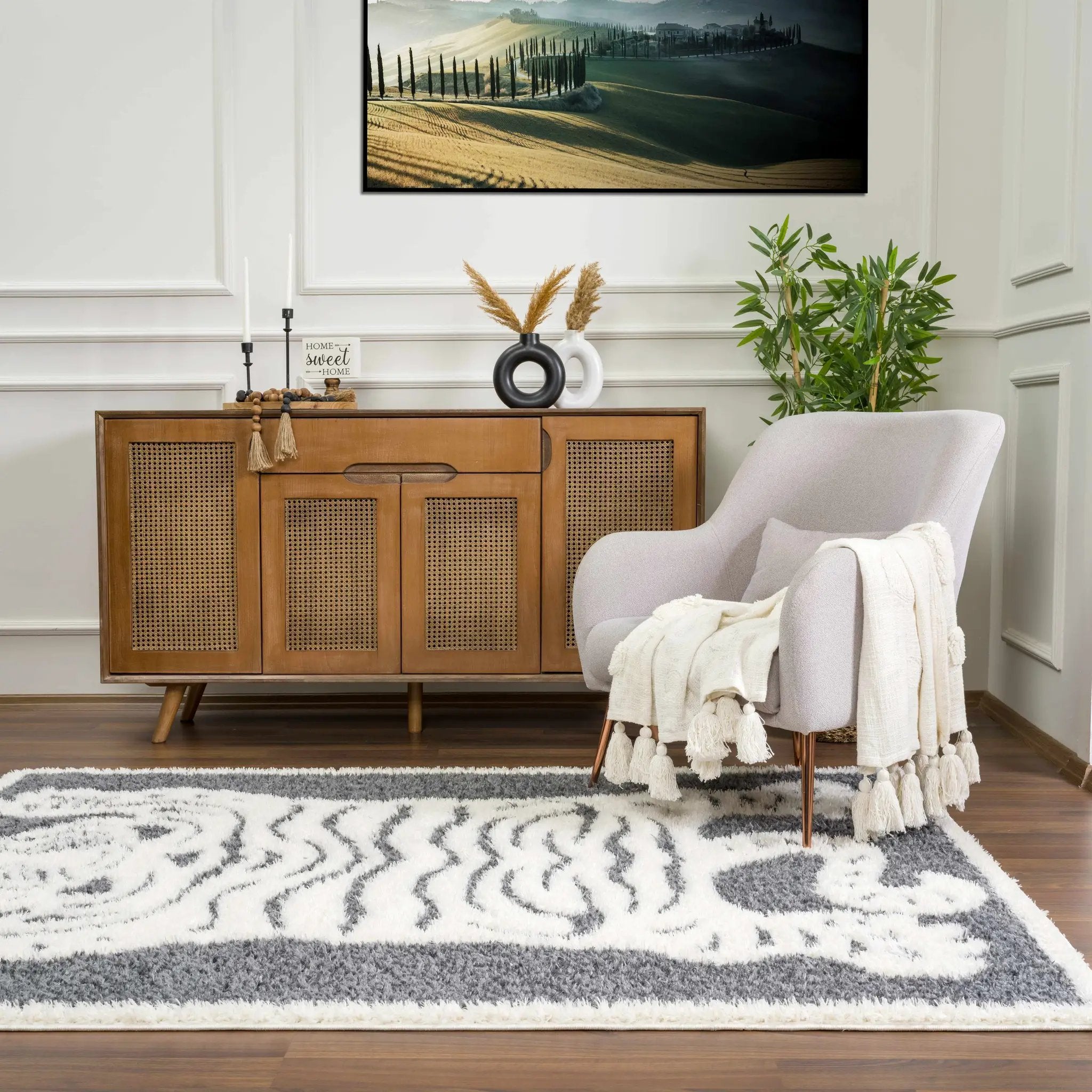 Zane Charcoal Tibetan Tiger Plush Rug by Boutique Rugs