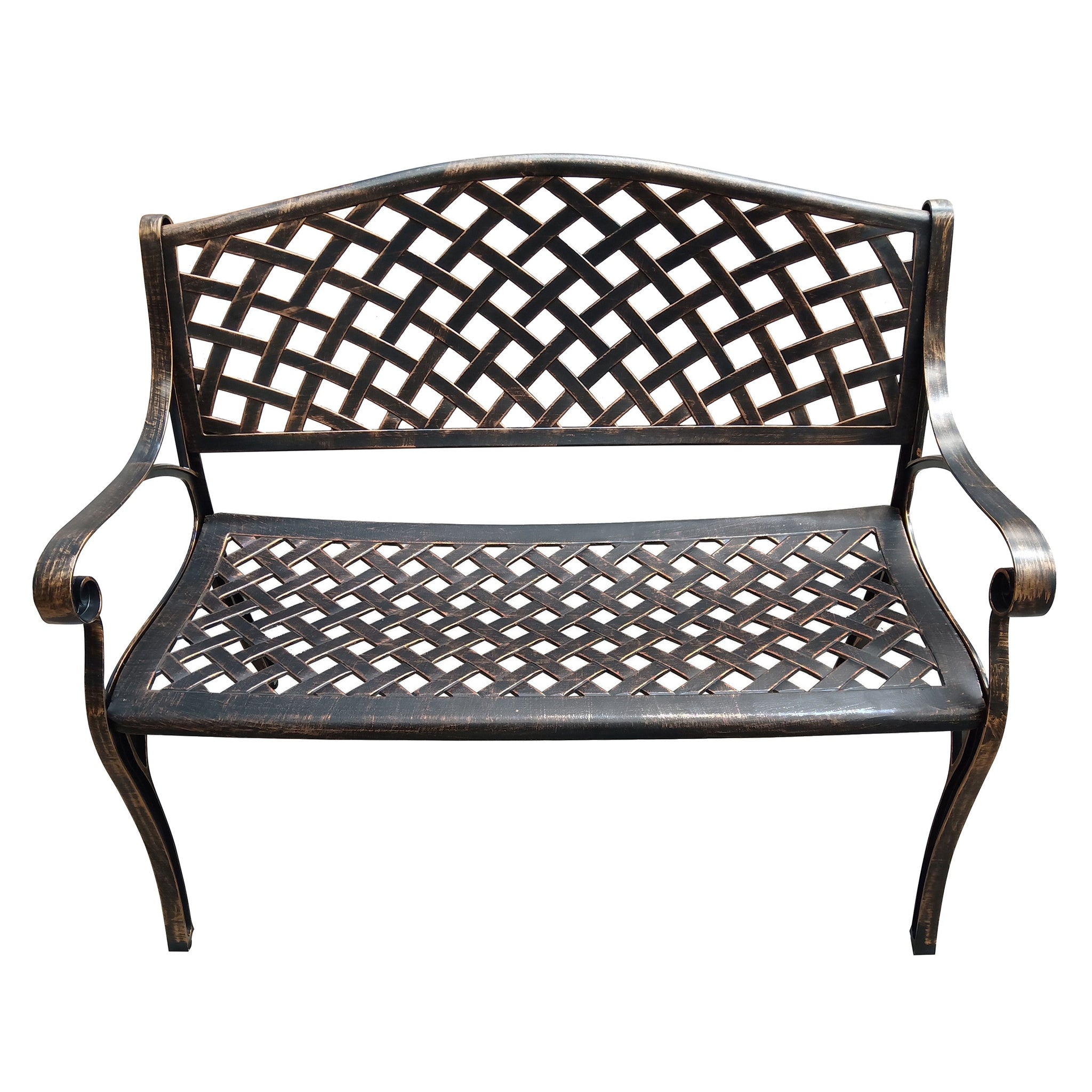 Outdoor Aluminum Modern 40-in Bronze Patio Bench Loveseat by Sharicks