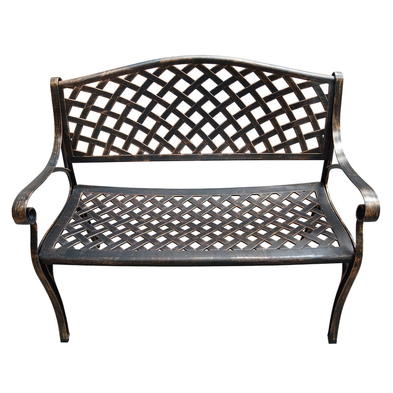 Outdoor Aluminum Modern 40-in Bronze Patio Bench Loveseat by Sharicks