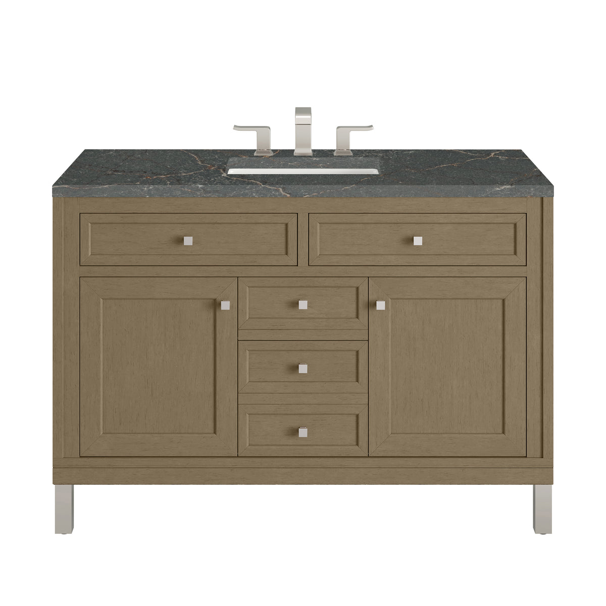 James Martin Chicago 48" Single Bathroom Vanity, Walnut Whisper with Parisien Bleu countertop