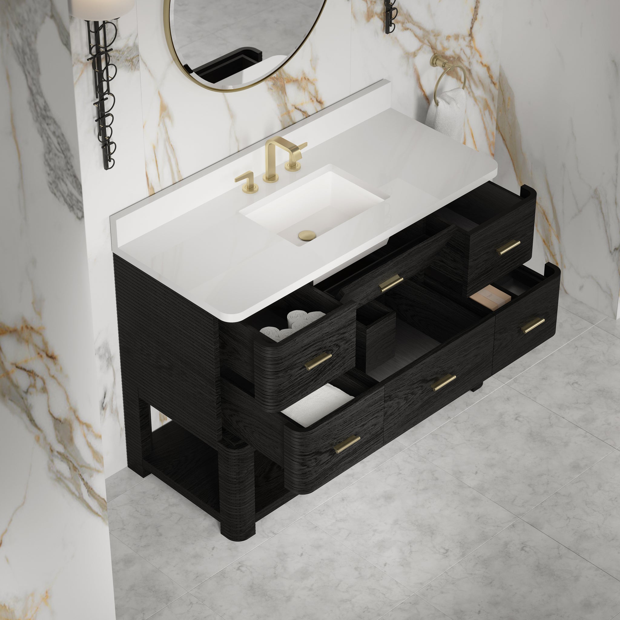 James Martin Lucian 48" Single Bathroom Vanity, Carbon Oak by James Martin