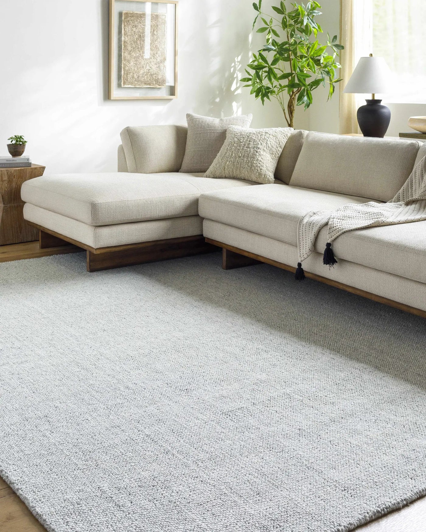 Zareh Gray Blue Solid Area Rug - Clearance by Boutique Rugs