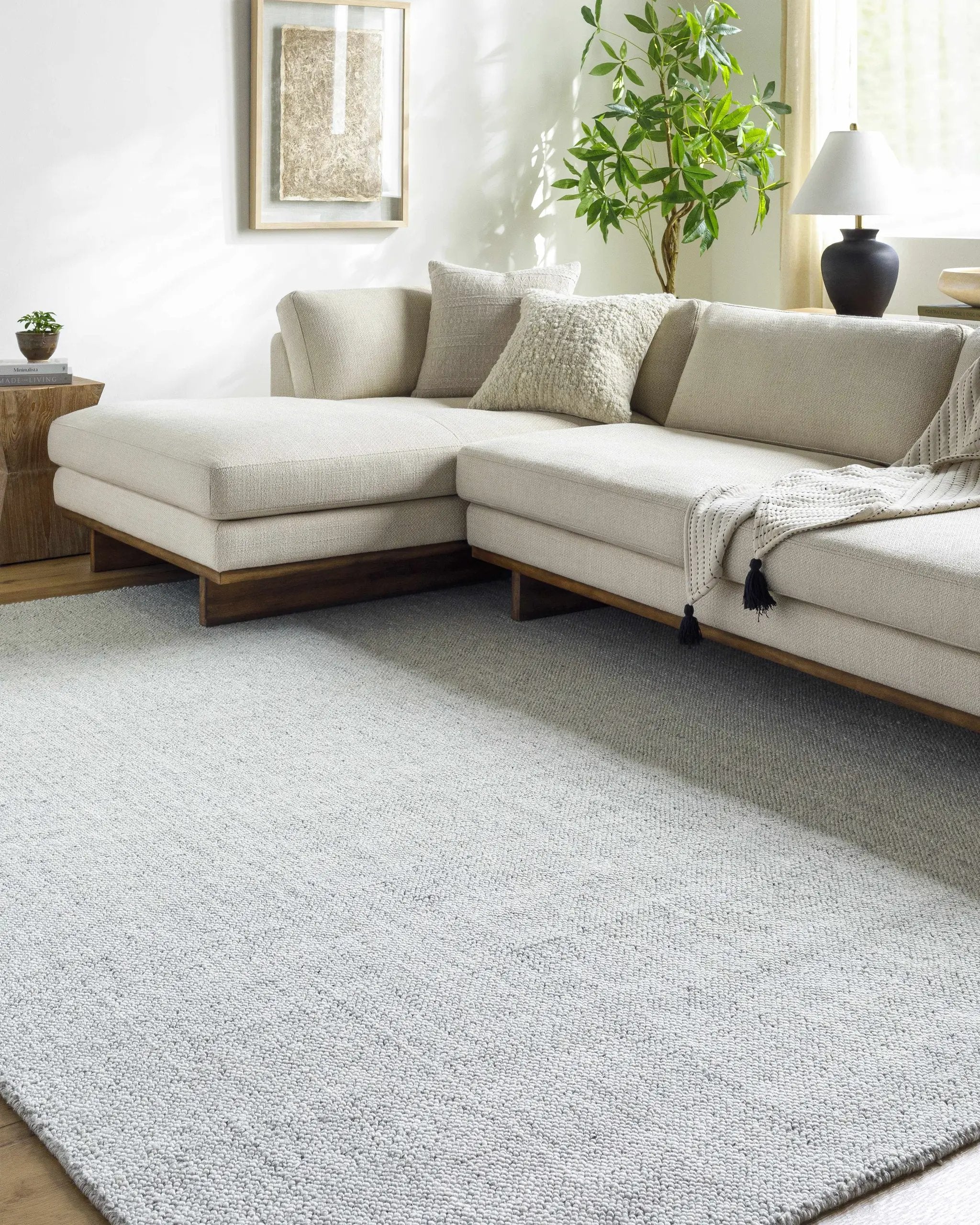 Zareh Gray Blue Solid Area Rug - Clearance by Boutique Rugs