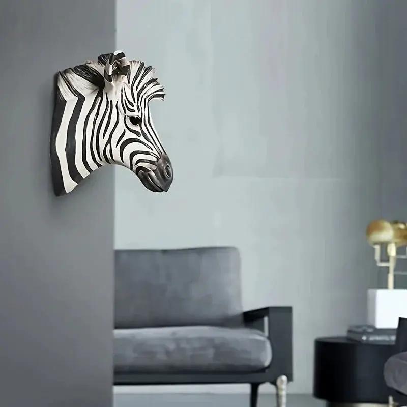 Zebra Head - Hand-Painted Boho White Wall by House Of Avana