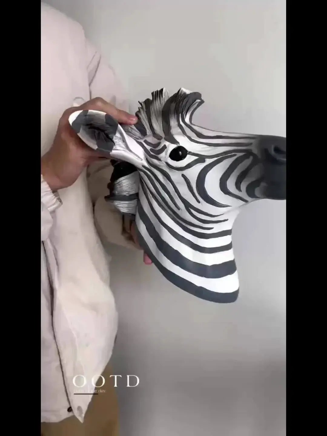 Zebra Head - Hand-Painted Boho White Wall by House Of Avana