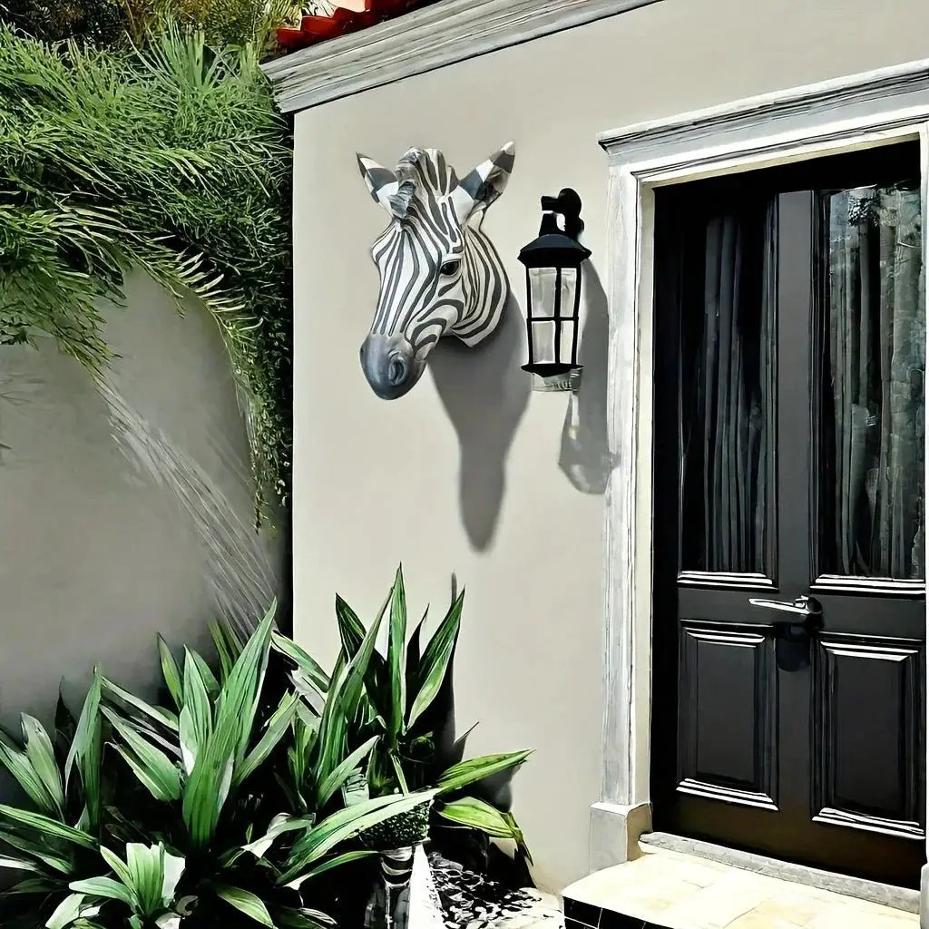 Zebra Head - Hand-Painted Boho White Wall by House Of Avana