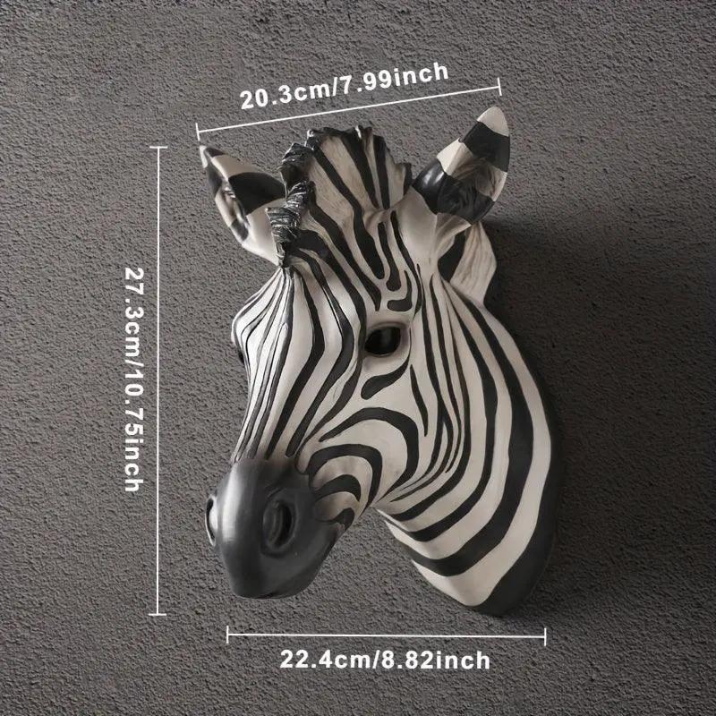 Zebra Head - Hand-Painted Boho White Wall by House Of Avana