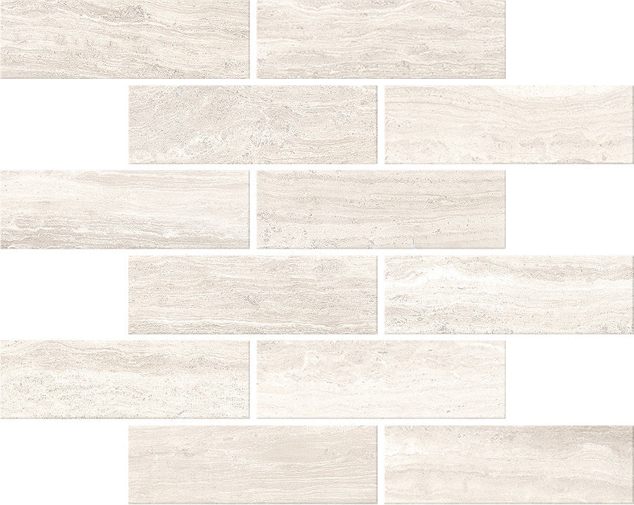 Zenit Beige Honed 2x6 Travertine Look Porcelain Mosaics 12x12 mosaic sheet
