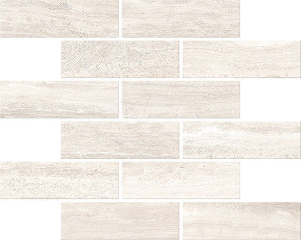 Zenit Beige Honed 2x6 Travertine Look Porcelain Mosaics 12x12