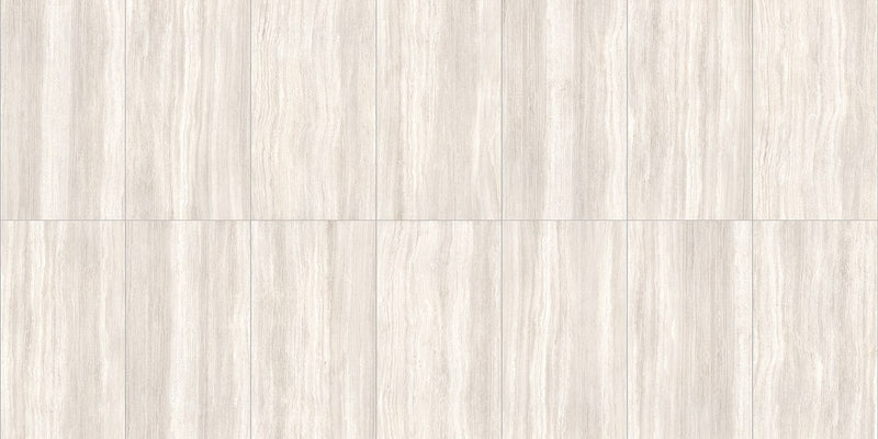 Zenit Beige Honed Travertine Look Bullnose Porcelain Trim 4x24, several pieces laid together