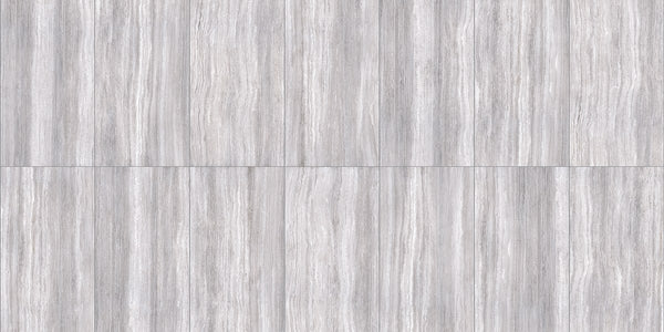Zenit Grey Honed Travertine Look Porcelain Tiles 24x48, several pieces laid together