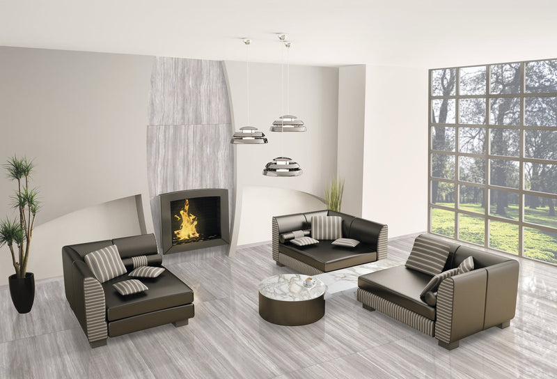 Zenit Light Taupe Honed Travertine Look Porcelain Tiles 24x48 installed in a living room