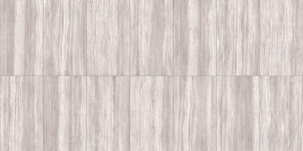 Zenit Light Taupe Polished Travertine Look Porcelain Tiles 24x48, several pieces laid together
