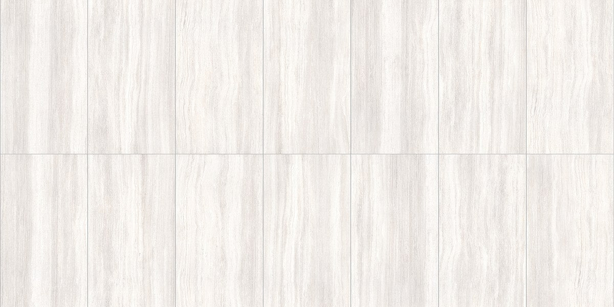 Zenit White Honed Travertine Look Porcelain Tiles 24x48, several pieces laid together