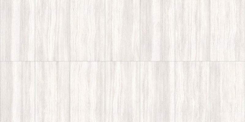 Zenit White Honed Travertine Look Porcelain Tiles 24x48, several pieces laid together
