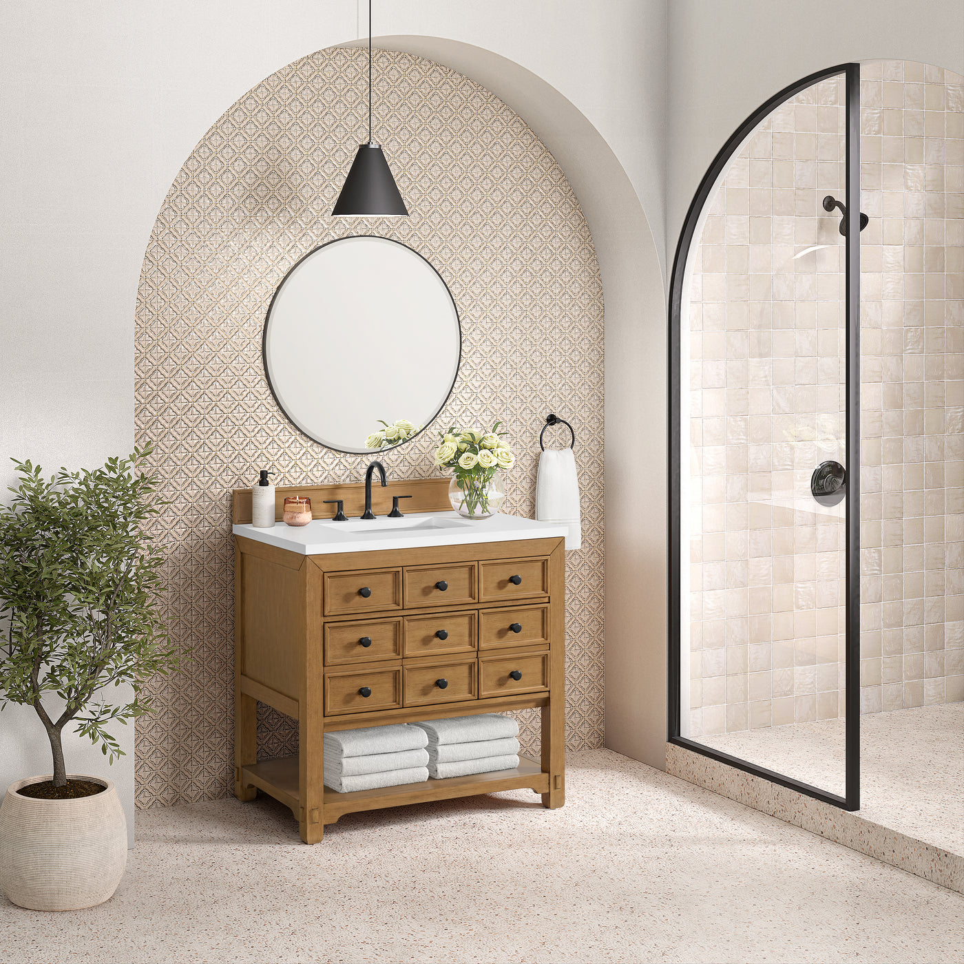 James Martin Malibu 36" Single Bathroom Vanity, Amber Birch, view 30