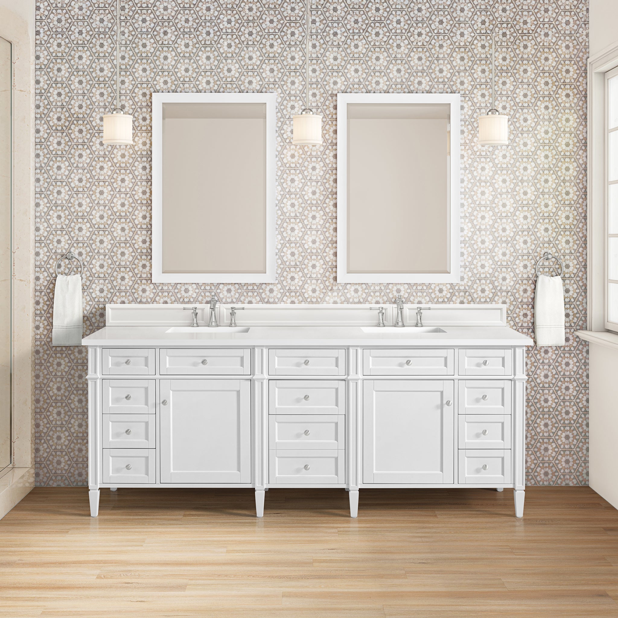 James Martin Brittany 84" Double Bathroom Vanity, Bright White by James Martin