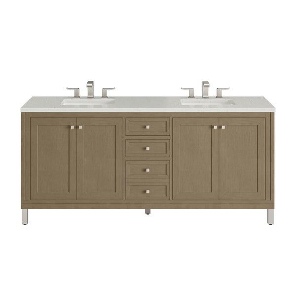 James Martin Chicago 72" Double Bathroom Vanity, Walnut Whisper