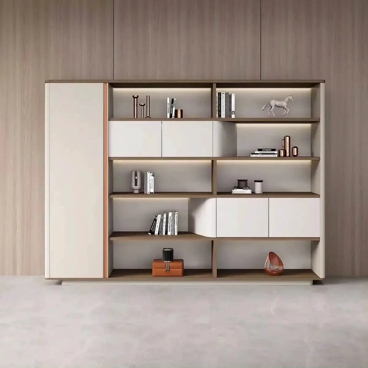 Hadwyn · Office Shelves w/ Lighting & Storage by Arc Grove