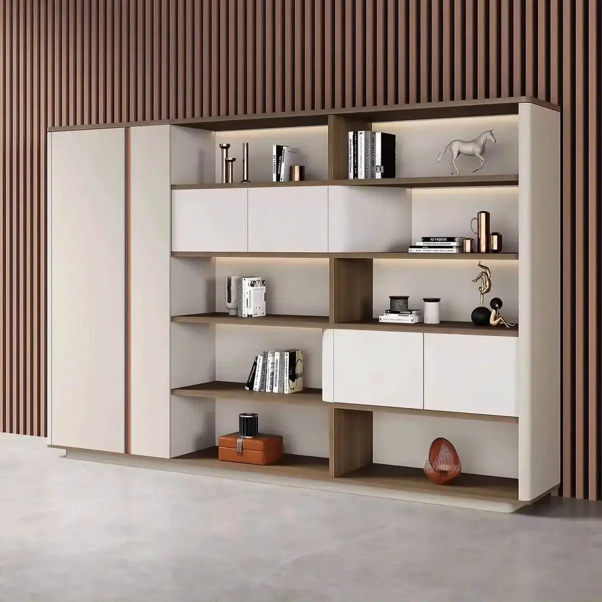 Hadwyn · Office Shelves w/ Lighting & Storage by Arc Grove