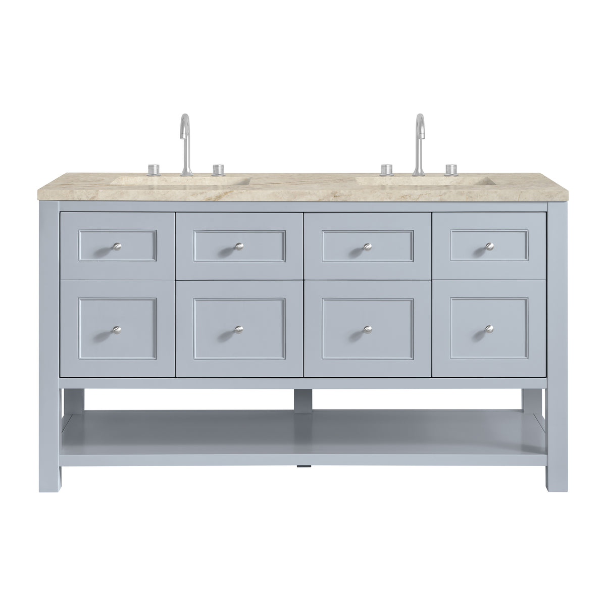 James Martin Breckenridge 60" Double Bathroom Vanity, Serenity Blue with Tajnar countertop