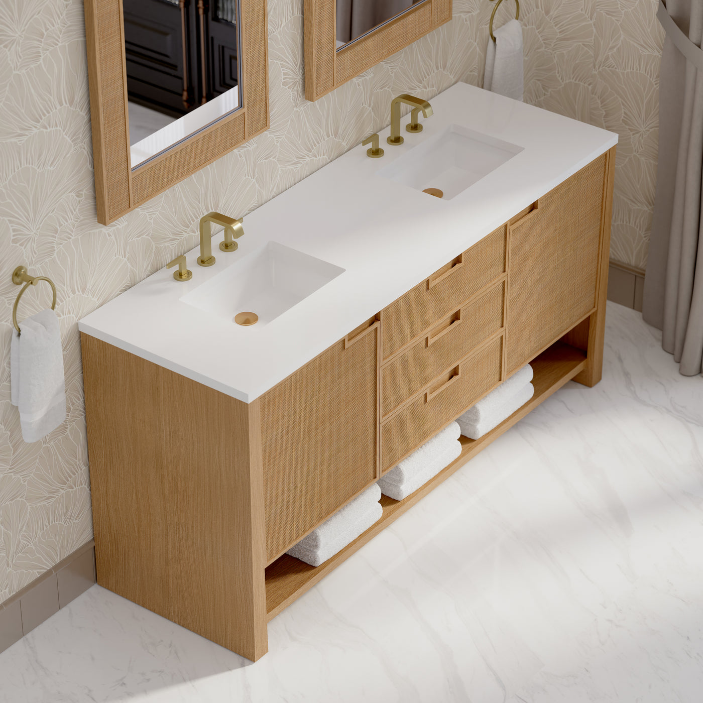 James Martin Solene 72" Double Bathroom Vanity, Seaside Oak, view 36
