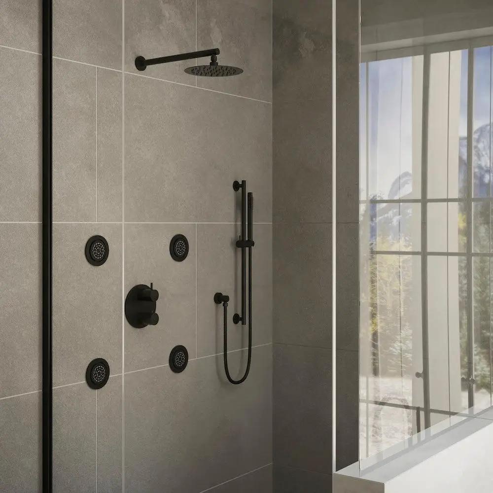 ZLINE Emerald Bay Thermostatic Shower System with Body Jets EMBY-SHS-T3-MB by Farmhouse Kitchen and Bath