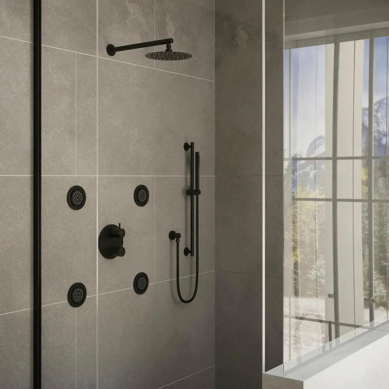 ZLINE Emerald Bay Thermostatic Shower System with Body Jets EMBY-SHS-T3-MB by Farmhouse Kitchen and Bath