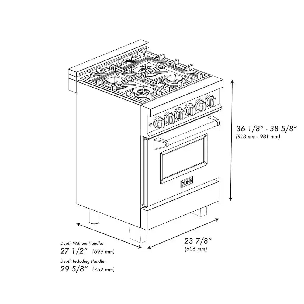 ZLINE 24" Autograph Dual Fuel Range, Stainless, RAZ-24-CB by Farmhouse Kitchen and Bath