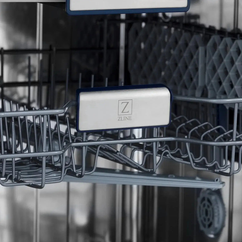 ZLINE 24" Autograph Dishwasher, White Door, Black Handle, DWVZ-WM-24-MB by Farmhouse Kitchen and Bath