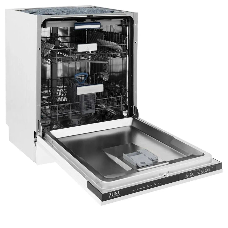 ZLINE 24" Autograph Dishwasher, White Door, Black Handle, DWVZ-WM-24-MB by Farmhouse Kitchen and Bath