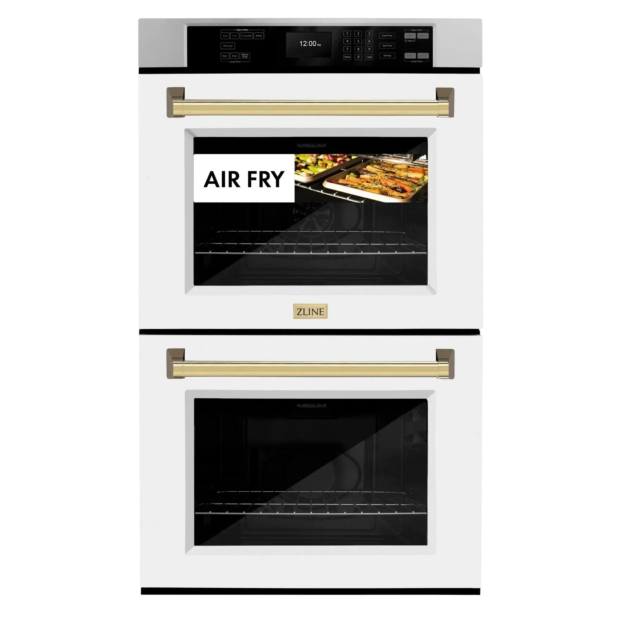 ZLINE 30"Professional True Convection Double Wall Oven, Air Fry, Self Clean, White Matte, Gold WADZ-WM-30-G by Farmhouse Kitchen and Bath