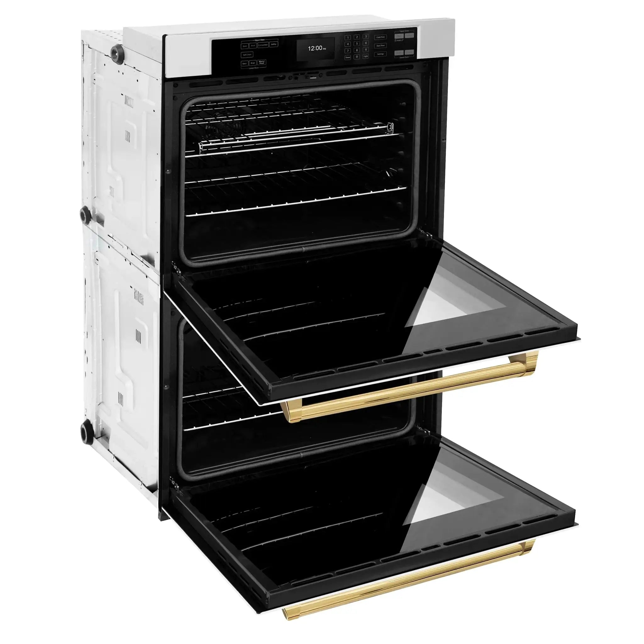 ZLINE 30"Professional True Convection Double Wall Oven, Air Fry, Self Clean, White Matte, Gold WADZ-WM-30-G by Farmhouse Kitchen and Bath