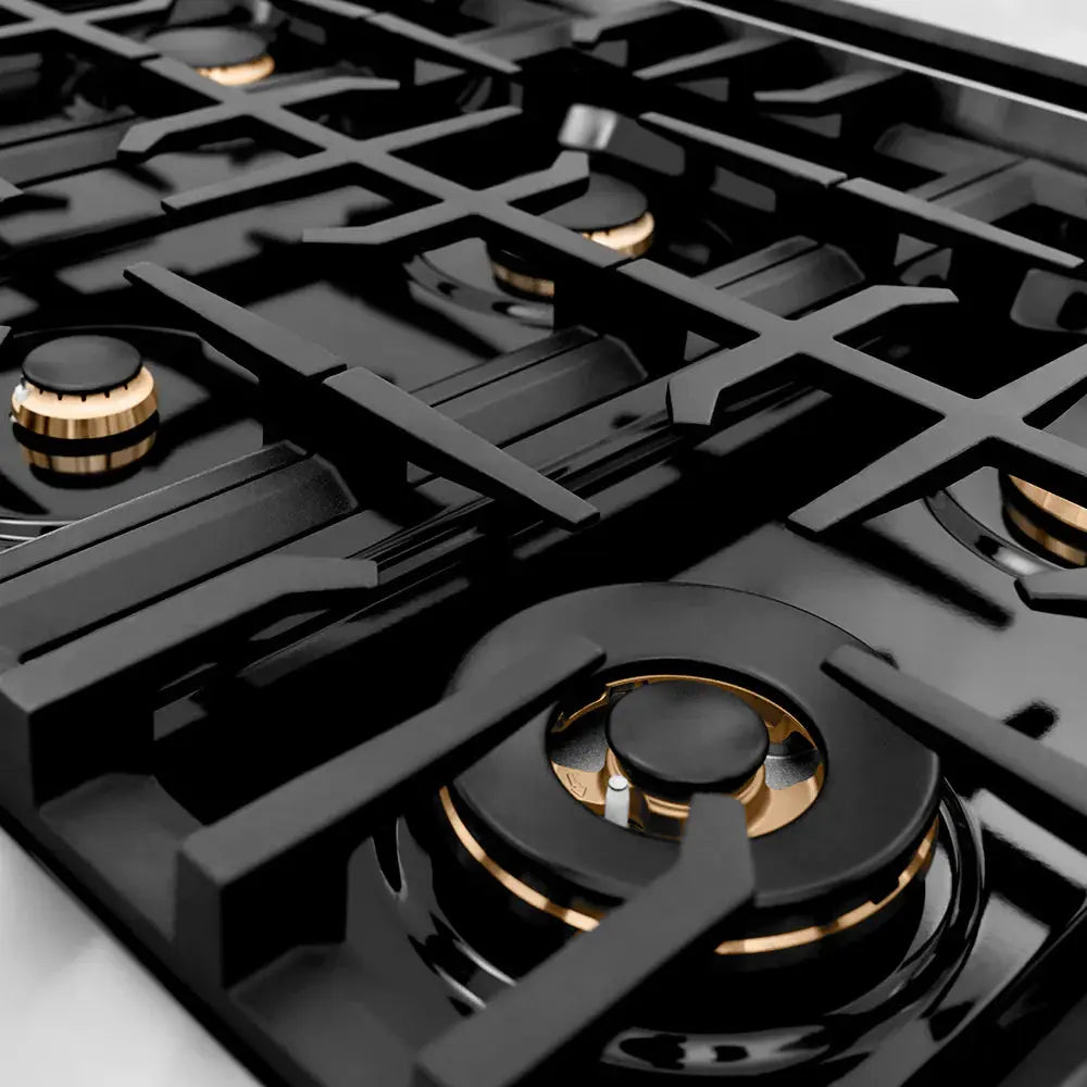 ZLINE 36" Autograph Rangetop Stainless, Bronze Accents, RTZ-36-CB by Farmhouse Kitchen and Bath