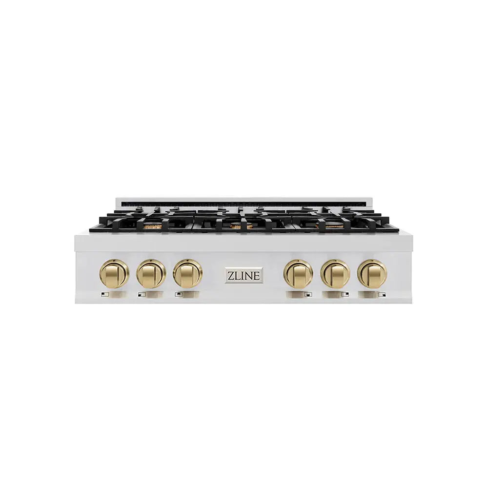 ZLINE 36" Autograph Rangetop Stainless, Bronze Accents, RTZ-36-CB by Farmhouse Kitchen and Bath
