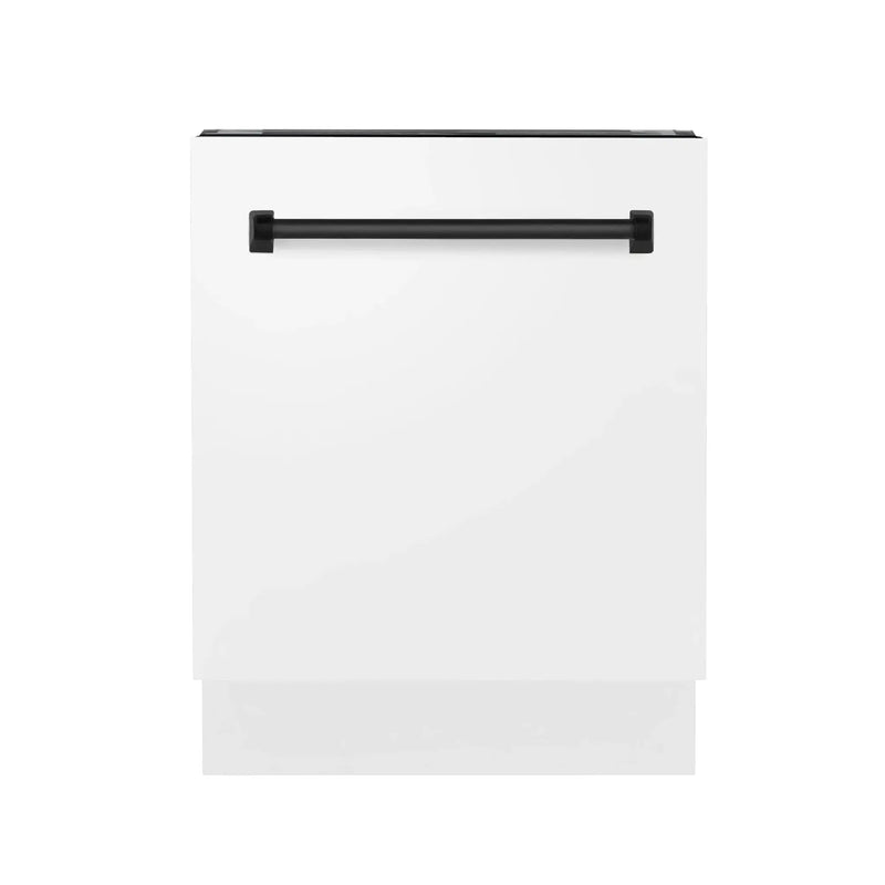 ZLINE 24" Autograph Dishwasher, White Door, Black Handle, DWVZ-WM-24-MB by Farmhouse Kitchen and Bath