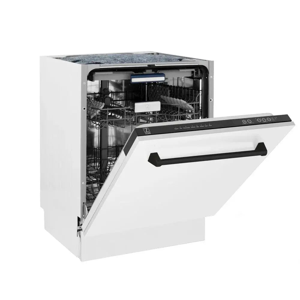 ZLINE 24" Autograph Dishwasher, White Door, Black Handle, DWVZ-WM-24-MB by Farmhouse Kitchen and Bath