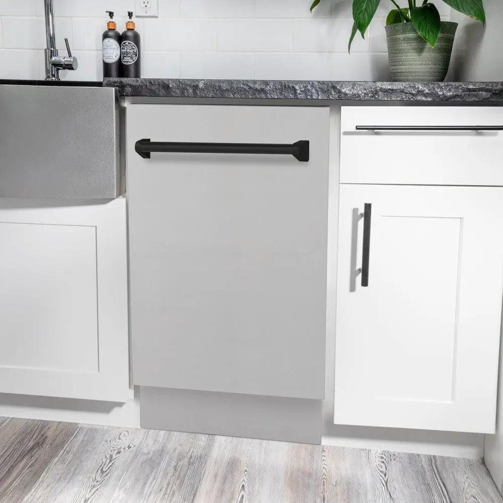 ZLINE Autograph 18" Dishwasher Stainless Door, Black DWVZ-304-18-MB by Farmhouse Kitchen and Bath