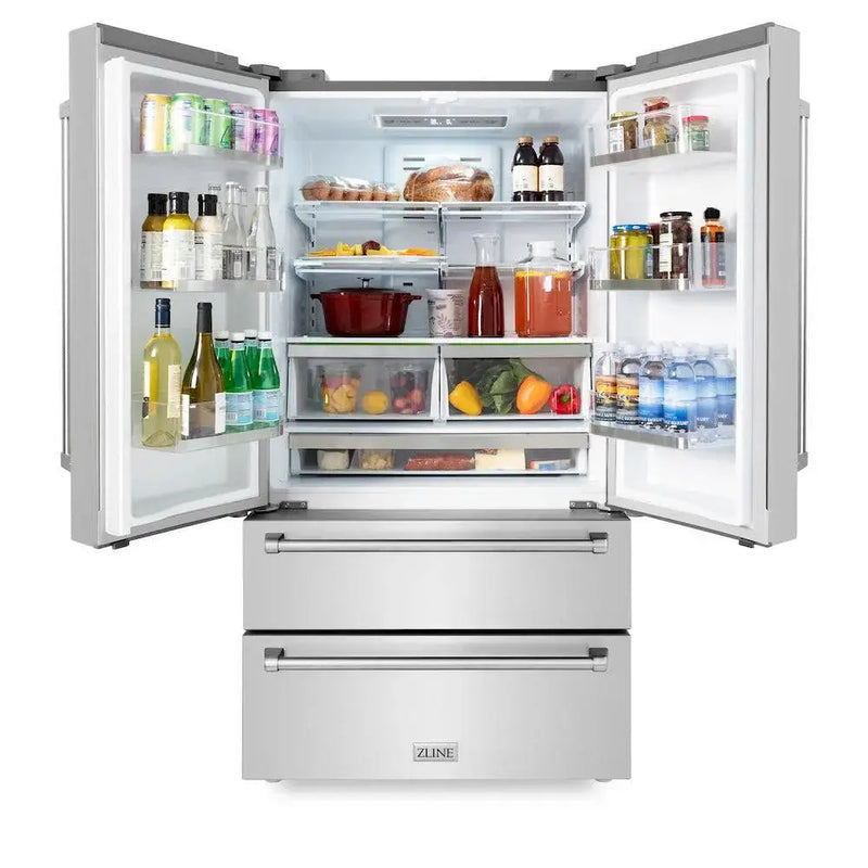 ZLINE Kitchen Package Refrigerator, Rangetop, Wall Oven, Microwave 4KPR-RT36-MWAWS by Farmhouse Kitchen and Bath