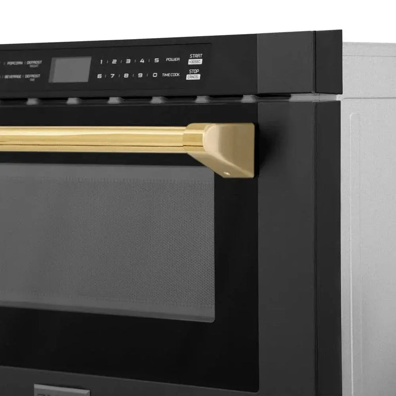 ZLINE 24" Microwave Drawer, Black Stainless, Gold MWDZ-1-BS-H-G by Farmhouse Kitchen and Bath