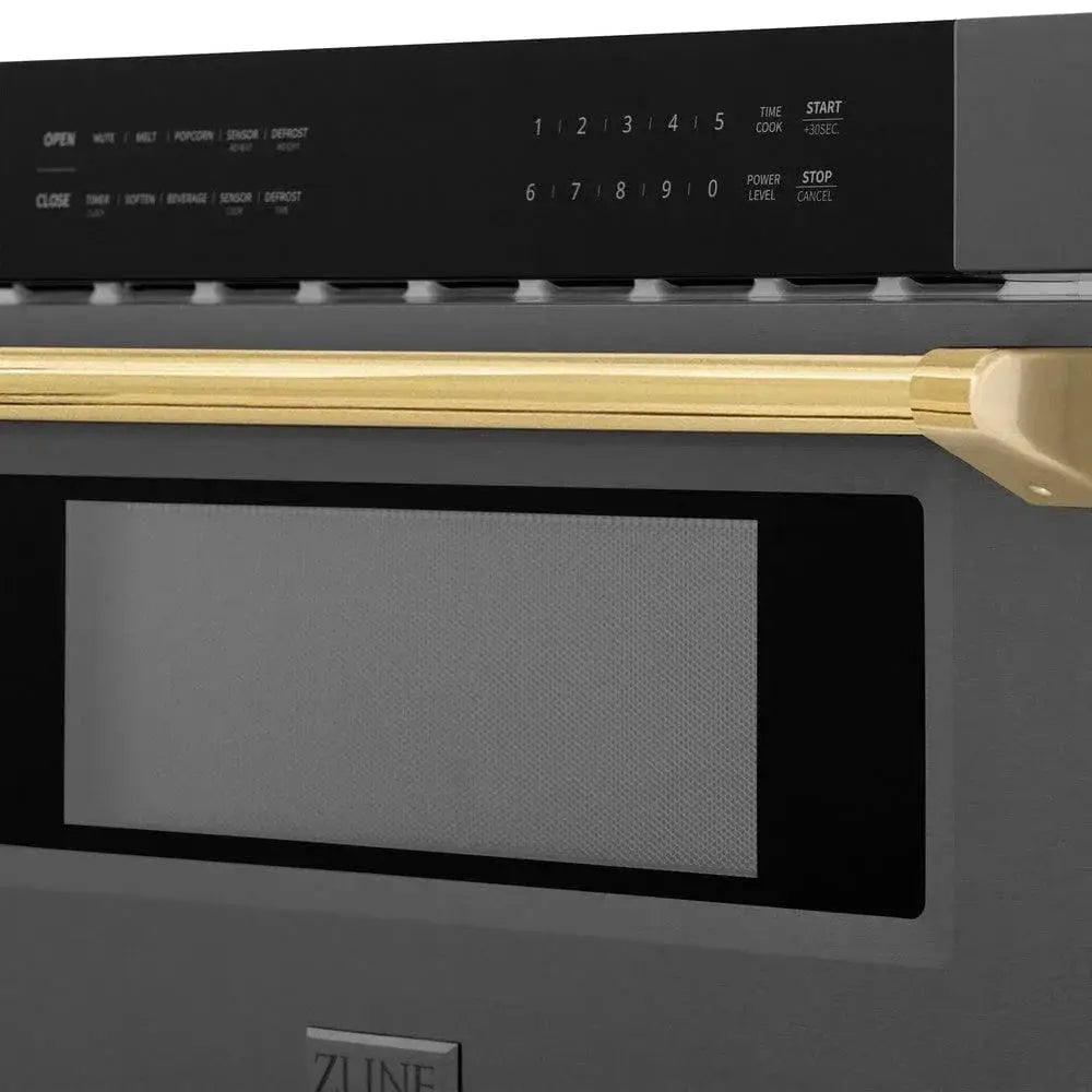 ZLINE 30" Microwave Drawer, Black Stainless, Gold MWDZ-30-BS-G by Farmhouse Kitchen and Bath