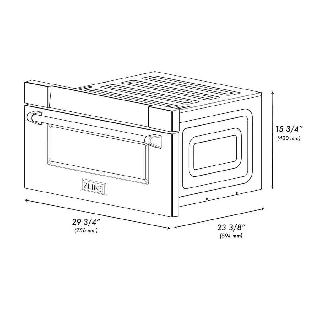 ZLINE 30" Microwave Drawer, Black Stainless, Gold MWDZ-30-BS-G by Farmhouse Kitchen and Bath